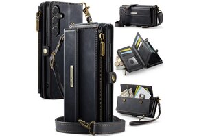 Caseme Samsung Galaxy S25 hoesje - portemonnee tasje - Zwart