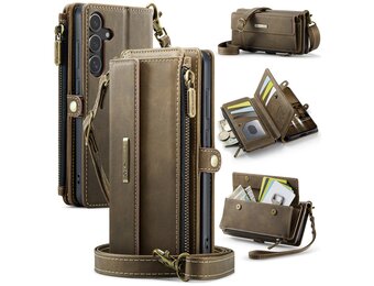 Caseme Samsung Galaxy S25 hoesje - portemonnee tasje - Bruin