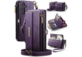 Caseme Samsung Galaxy S25 hoesje - portemonnee tasje - Paars