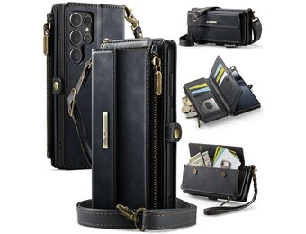 Caseme Samsung Galaxy S25 Ultra hoesje - portemonnee tasje - Zwart