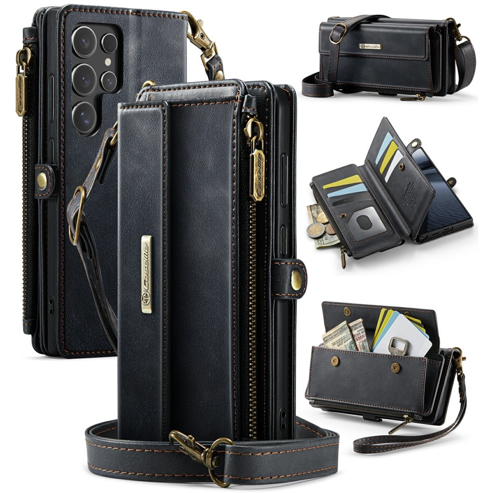 Samsung Galaxy S25 Ultra hoesje portemonnee tasje - Zwart - Model SM-S938