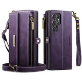 Samsung Galaxy S25 Ultra hoesje portemonnee tasje - Paars - Model SM-S938