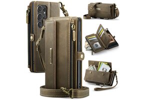 Caseme Samsung Galaxy S25 Ultra hoesje - portemonnee tasje - Bruin