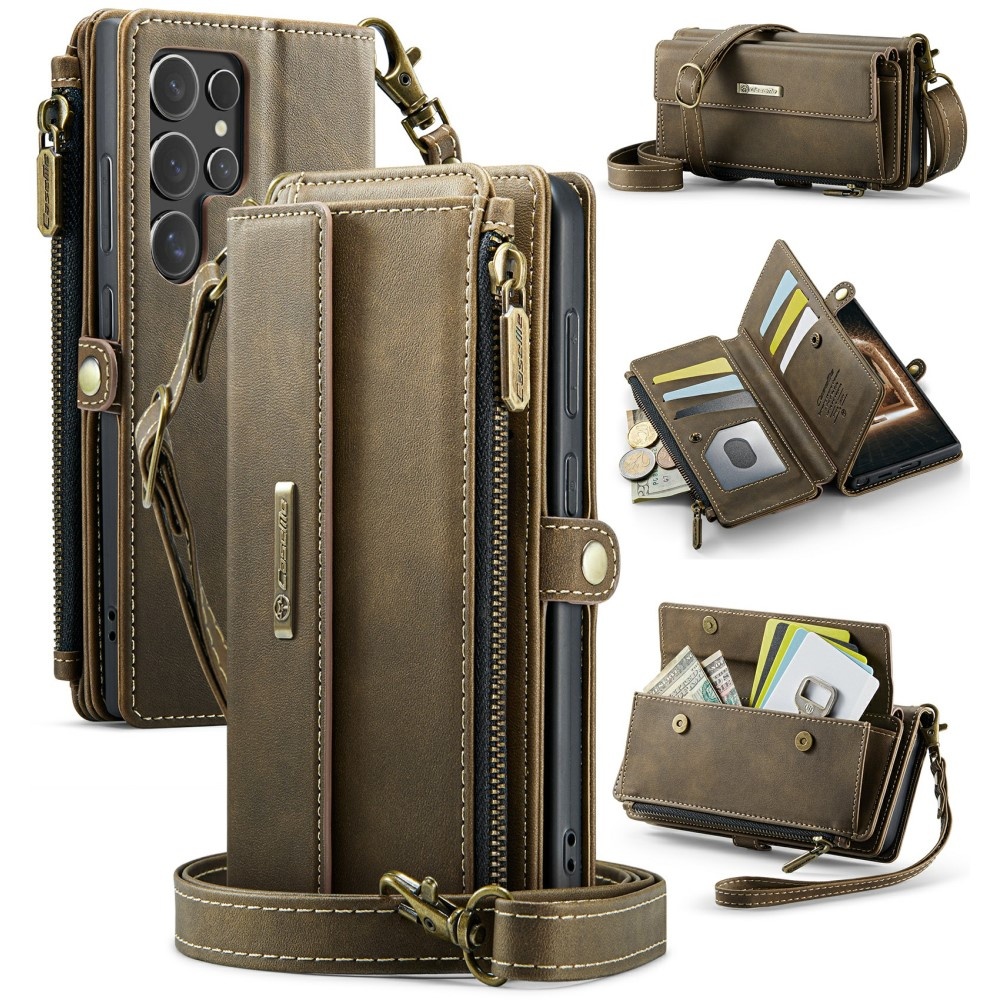 Samsung Galaxy S25 Ultra hoesje portemonnee tasje - Bruin - Model SM-S938