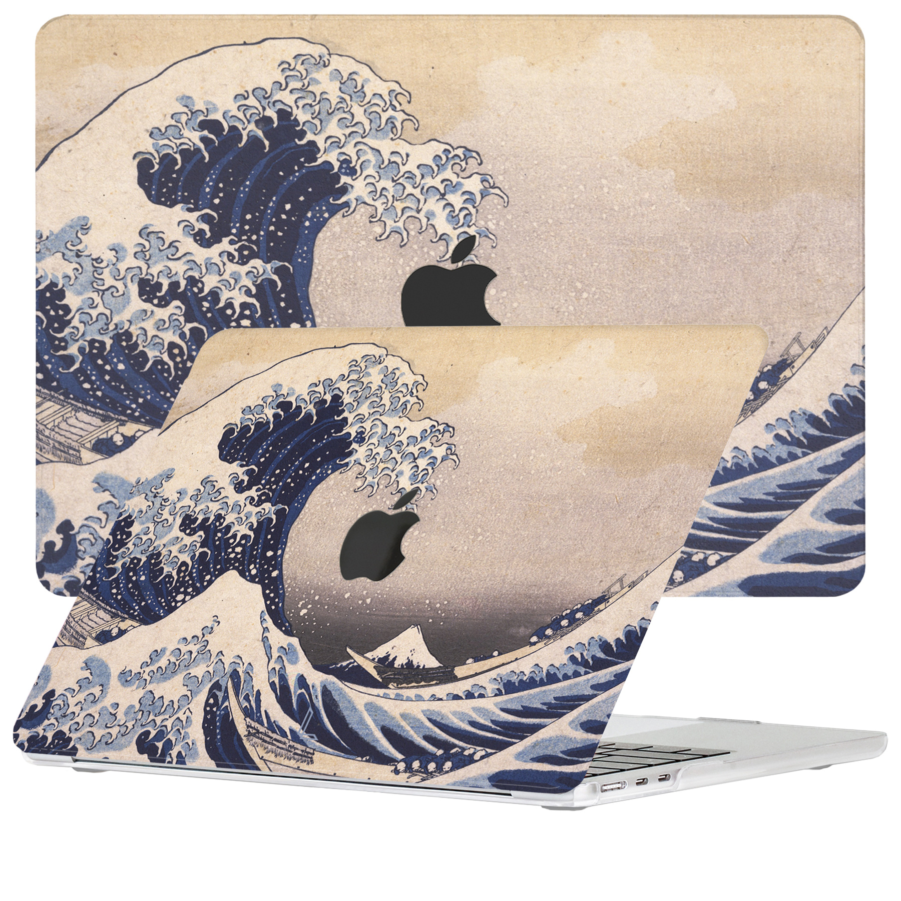 Lunso MacBook Air 13 inch (2022-2024) cover hoes - case - Hokusai&apos;s Great Wave