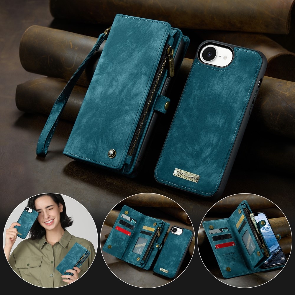 iPhone 17e / iPhone 16e  hoesje Vintage 2 in 1 portemonnee - Blauw