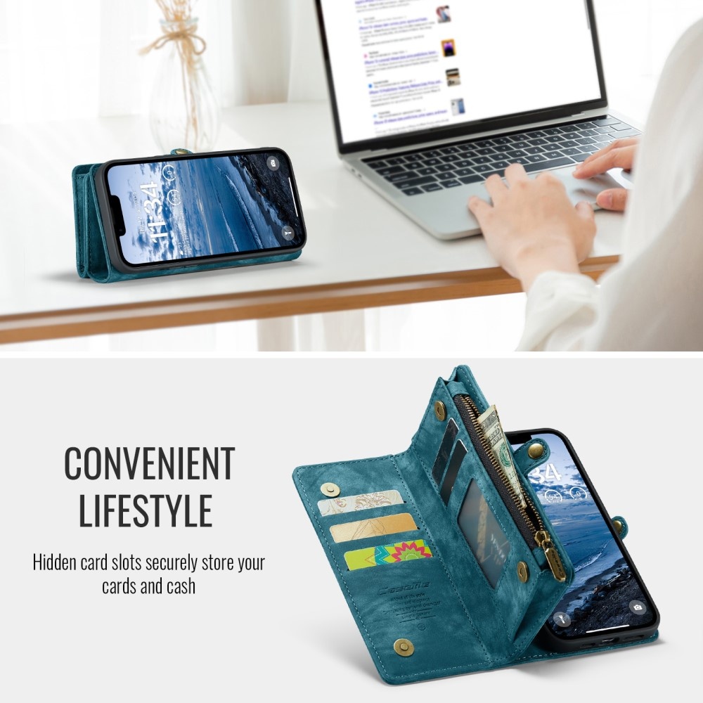 iPhone 17e / iPhone 16e  hoesje Vintage 2 in 1 portemonnee - Blauw