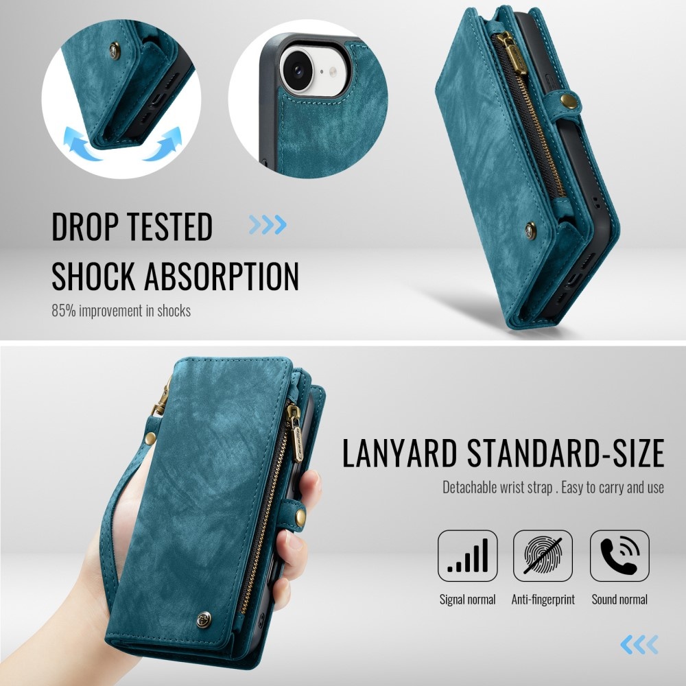 iPhone 17e / iPhone 16e  hoesje Vintage 2 in 1 portemonnee - Blauw