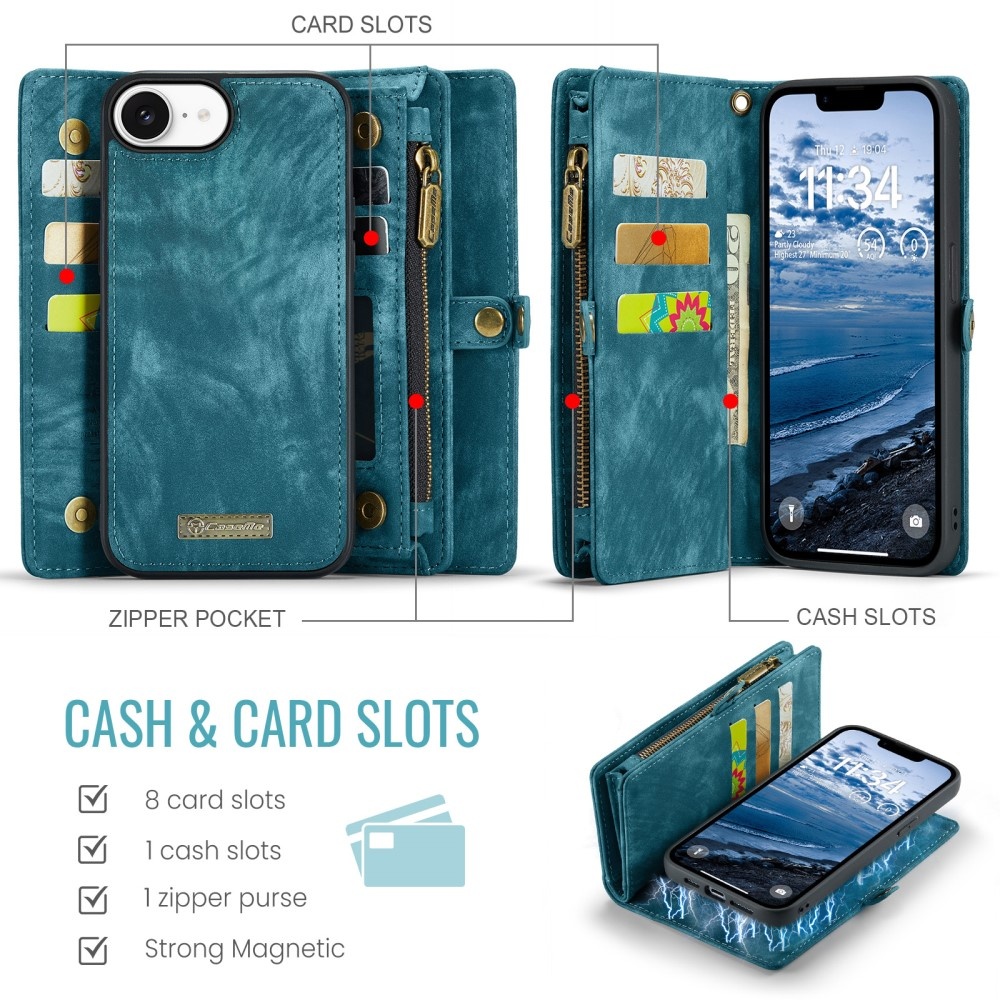 iPhone 17e / iPhone 16e  hoesje Vintage 2 in 1 portemonnee - Blauw