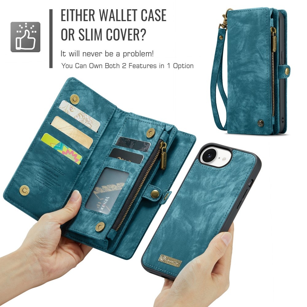 iPhone 17e / iPhone 16e  hoesje Vintage 2 in 1 portemonnee - Blauw