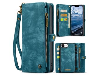 Caseme iPhone 16e  hoesje - Vintage 2 in 1 portemonnee - Blauw