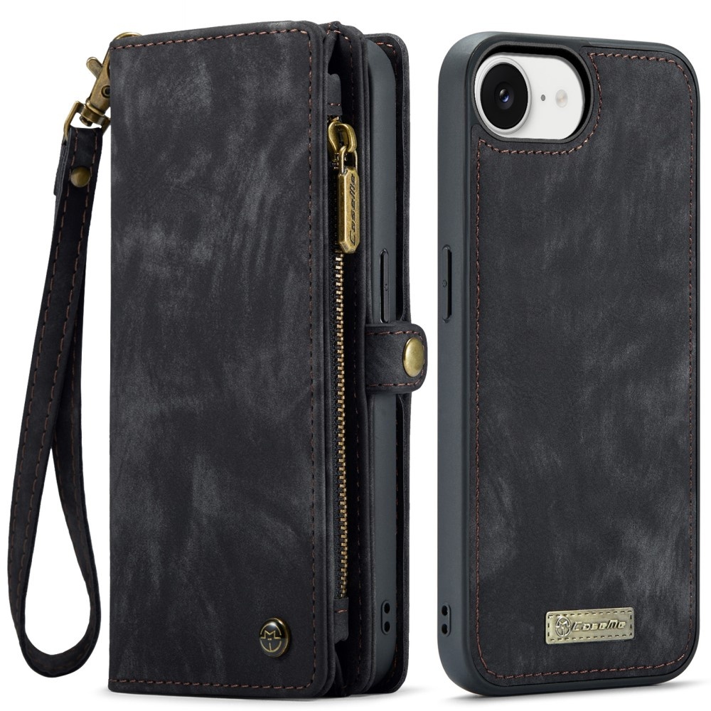 iPhone 16e hoesje Vintage 2 in 1 portemonnee - Zwart