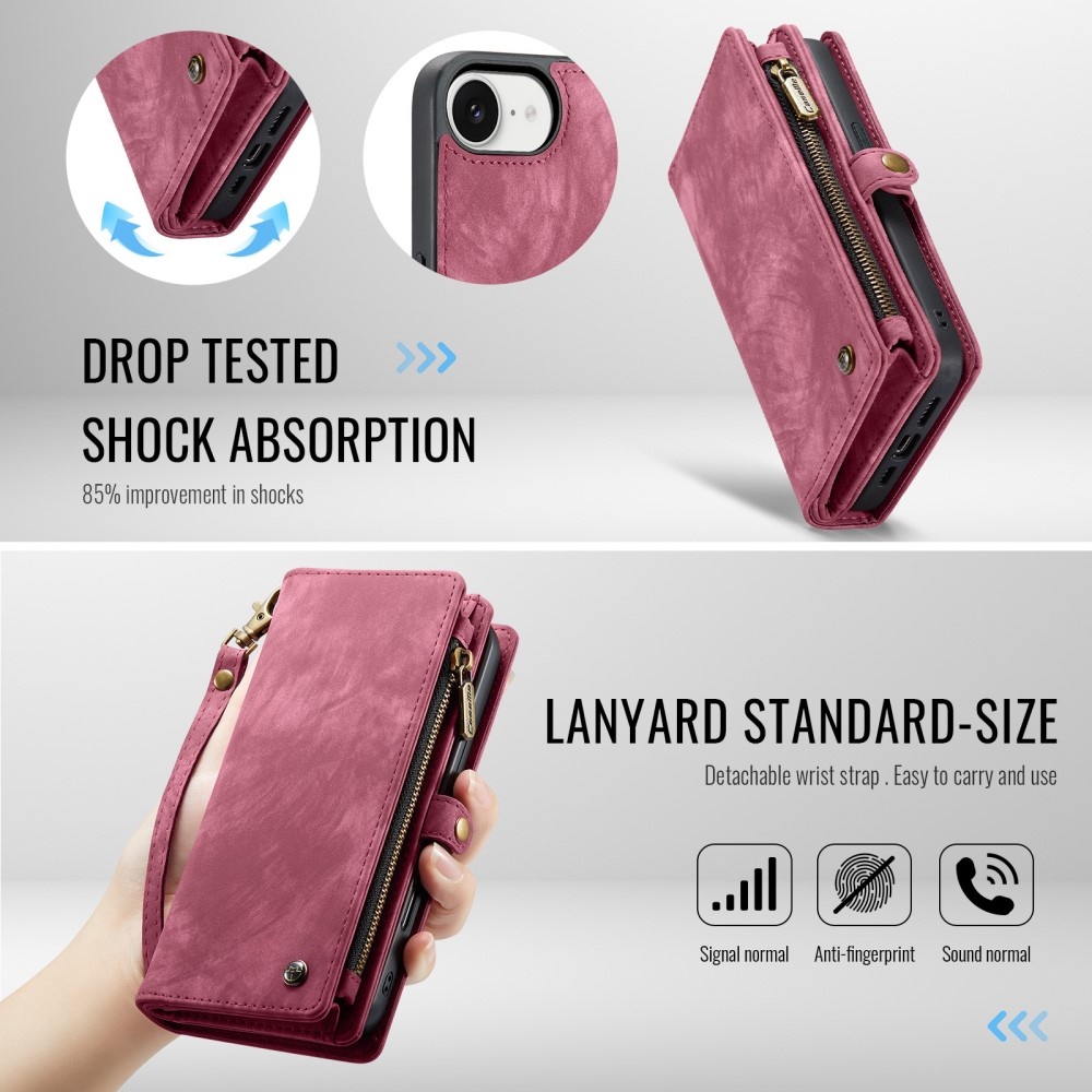 iPhone 16e hoesje Vintage 2 in 1 portemonnee - Rood