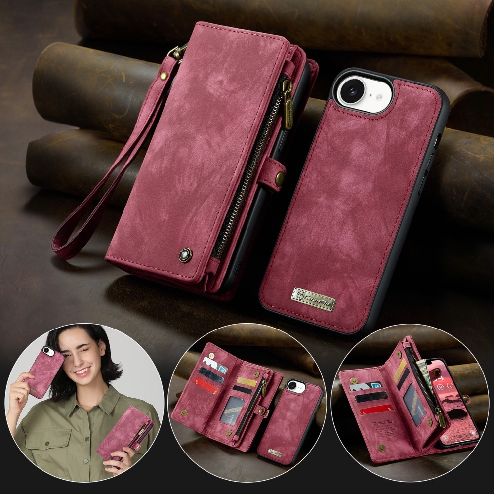 iPhone 16e hoesje Vintage 2 in 1 portemonnee - Rood