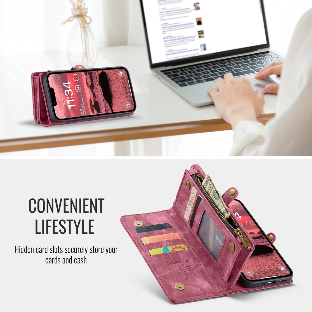 iPhone 16e hoesje Vintage 2 in 1 portemonnee - Rood