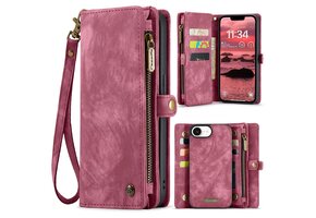 Caseme iPhone 17e / iPhone 16e  hoesje - Vintage 2 in 1 portemonnee - Rood