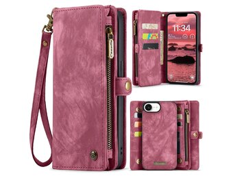 Caseme iPhone 16e  hoesje - Vintage 2 in 1 portemonnee - Rood