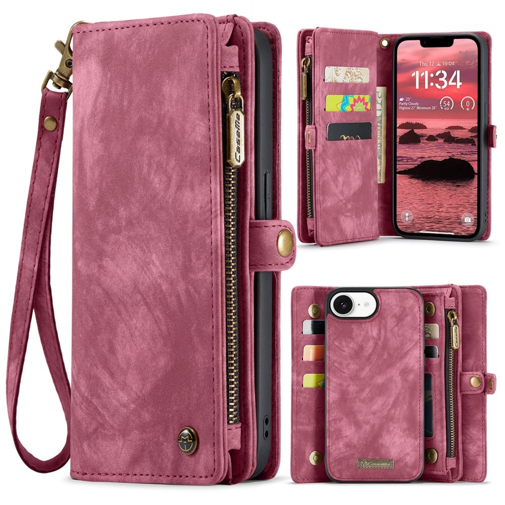 iPhone 16e hoesje Vintage 2 in 1 portemonnee - Rood