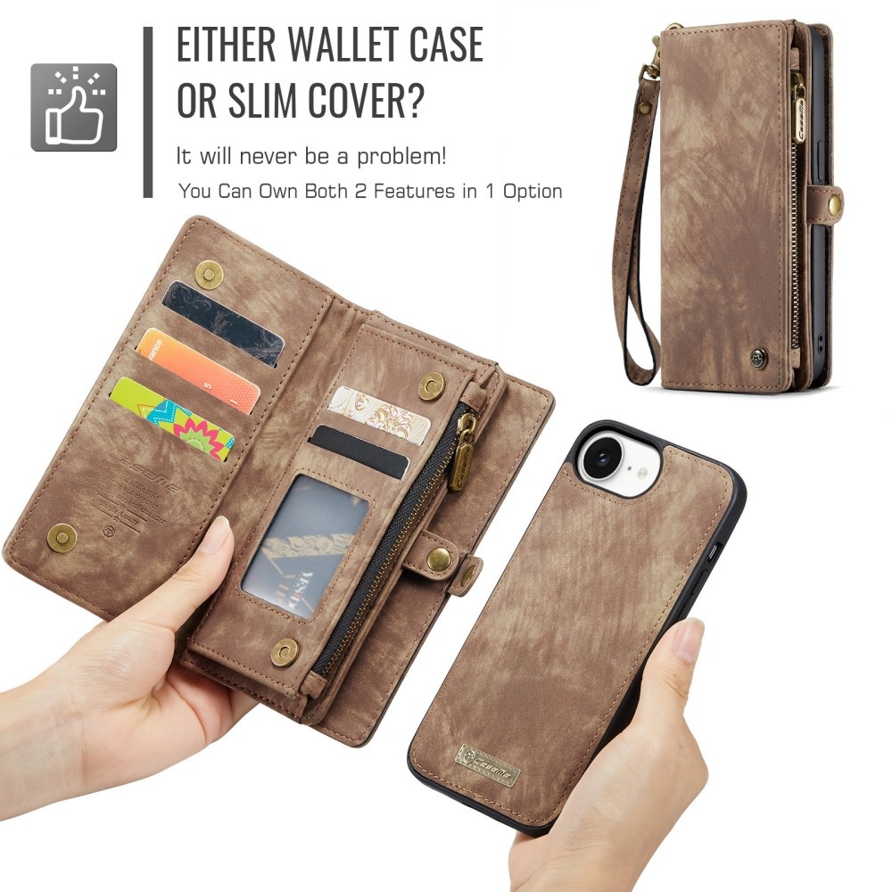 iPhone 17e / iPhone 16e  hoesje Vintage 2 in 1 portemonnee - Bruin