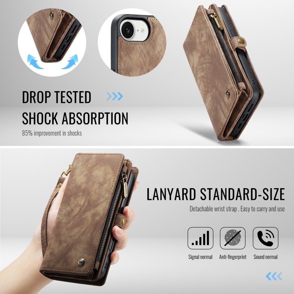 iPhone 17e / iPhone 16e  hoesje Vintage 2 in 1 portemonnee - Bruin