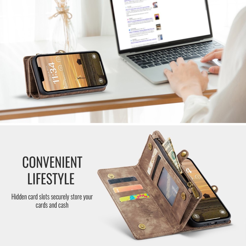 iPhone 17e / iPhone 16e  hoesje Vintage 2 in 1 portemonnee - Bruin