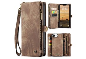 Caseme iPhone 17e / iPhone 16e  hoesje - Vintage 2 in 1 portemonnee - Bruin