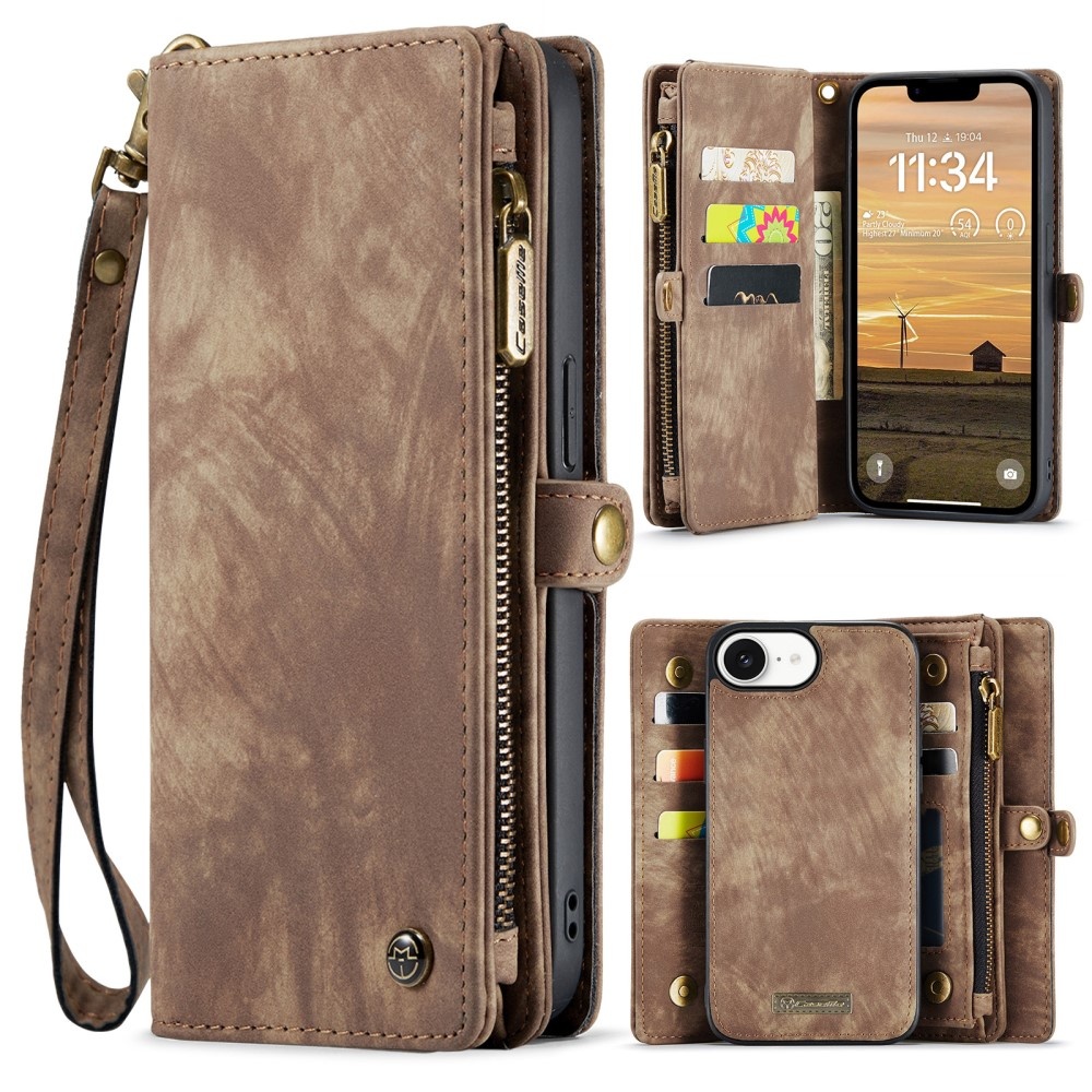 iPhone 17e / iPhone 16e  hoesje Vintage 2 in 1 portemonnee - Bruin