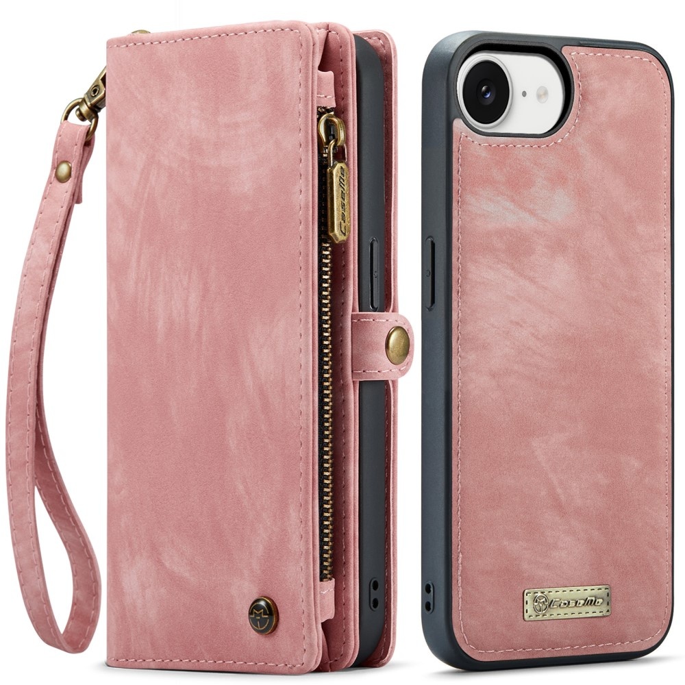 iPhone 16e hoesje Vintage 2 in 1 portemonnee - Roze