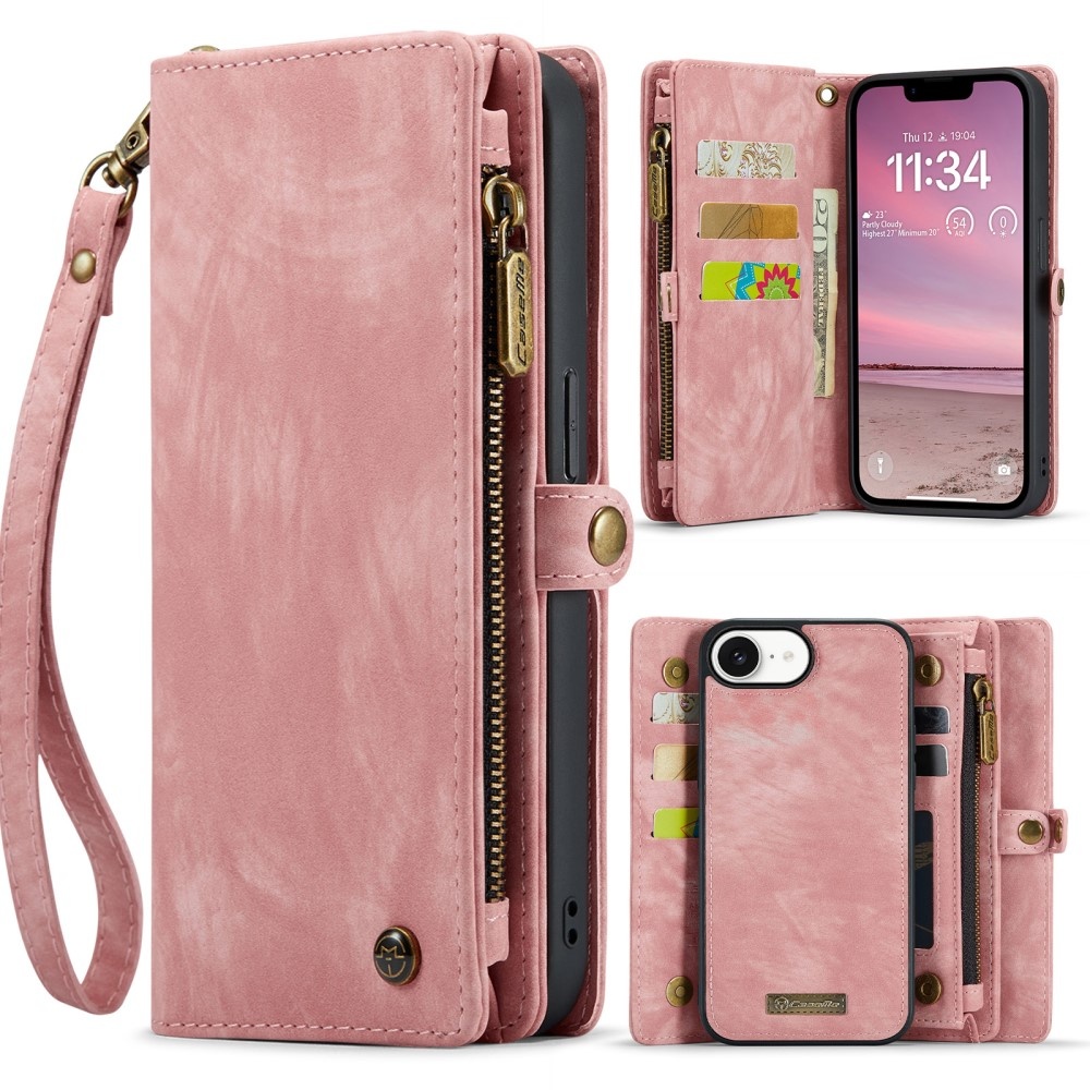 iPhone 16e hoesje Vintage 2 in 1 portemonnee - Roze