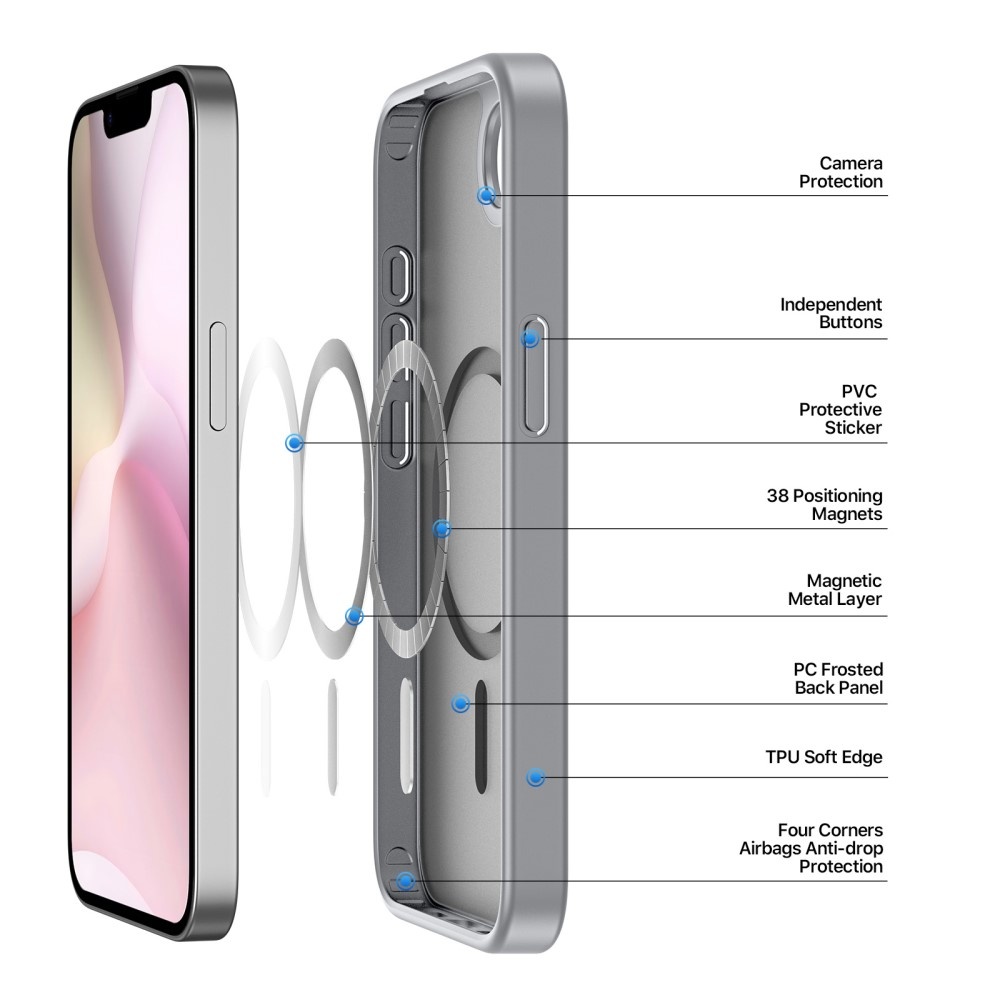 Dux Ducis Yind iPhone 17e / iPhone 16e hoesje – slanke backcover met volledige MagSafe ondersteuning - Grijs