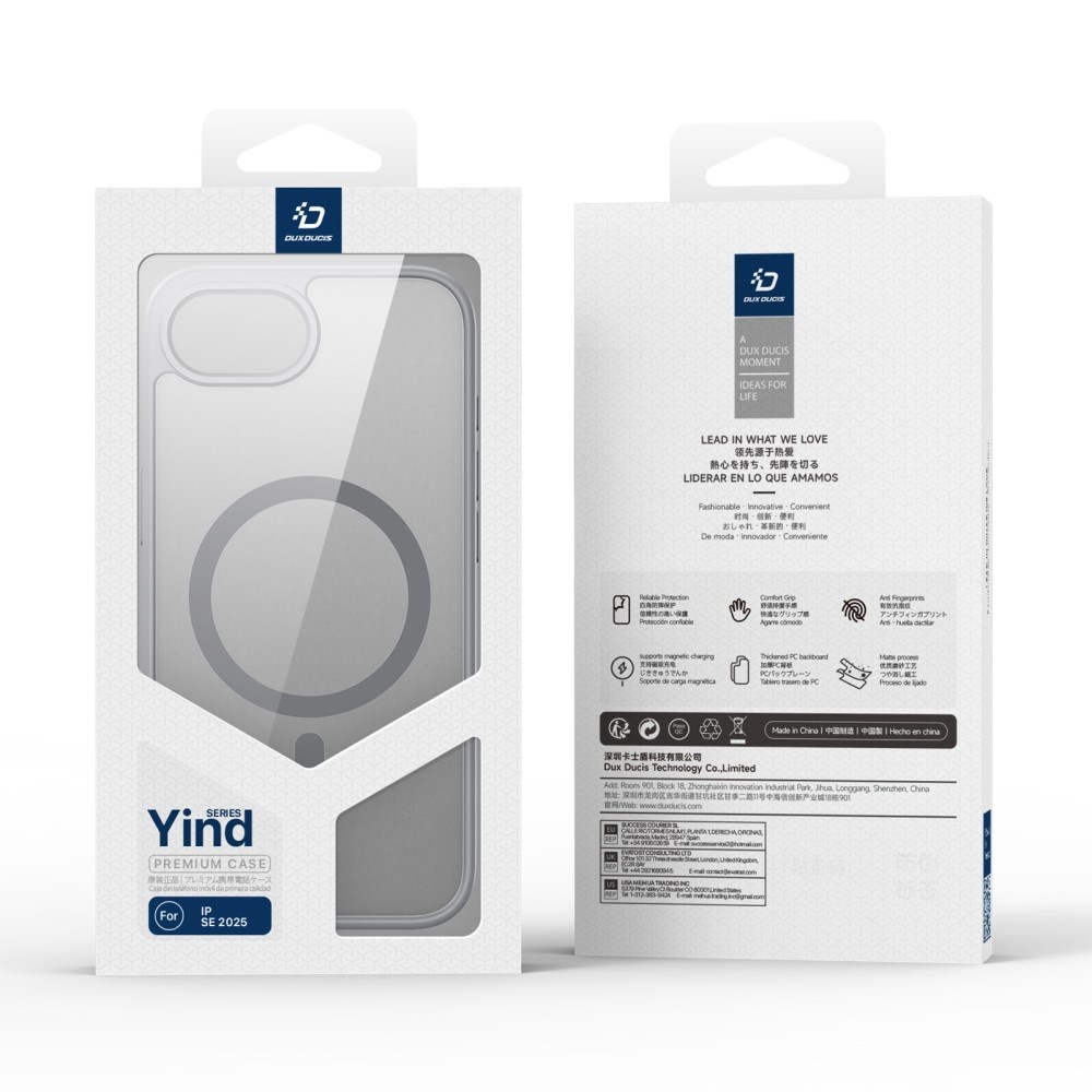 Dux Ducis Yind iPhone 17e / iPhone 16e hoesje – slanke backcover met volledige MagSafe ondersteuning - Grijs
