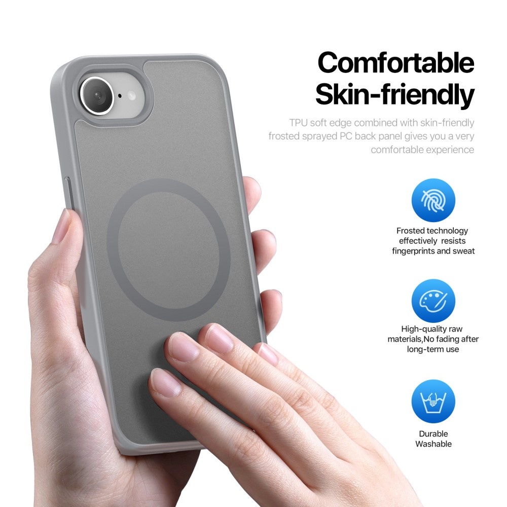 Dux Ducis Yind iPhone 17e / iPhone 16e hoesje – slanke backcover met volledige MagSafe ondersteuning - Grijs