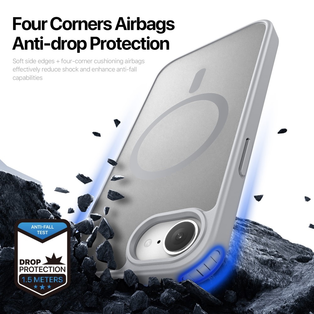 Dux Ducis Yind iPhone 17e / iPhone 16e hoesje – slanke backcover met volledige MagSafe ondersteuning - Grijs