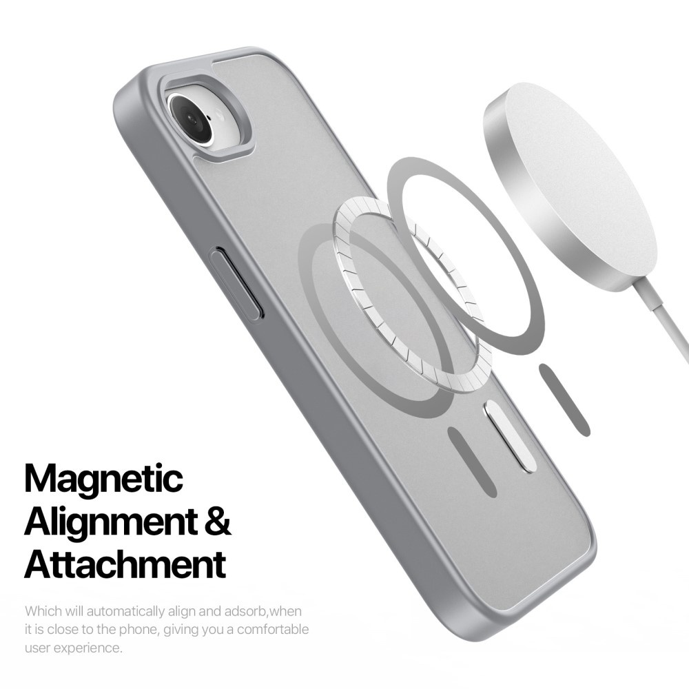 Dux Ducis Yind Iphone 16e hoesje – slanke backcover met volledige MagSafe ondersteuning - Grijs