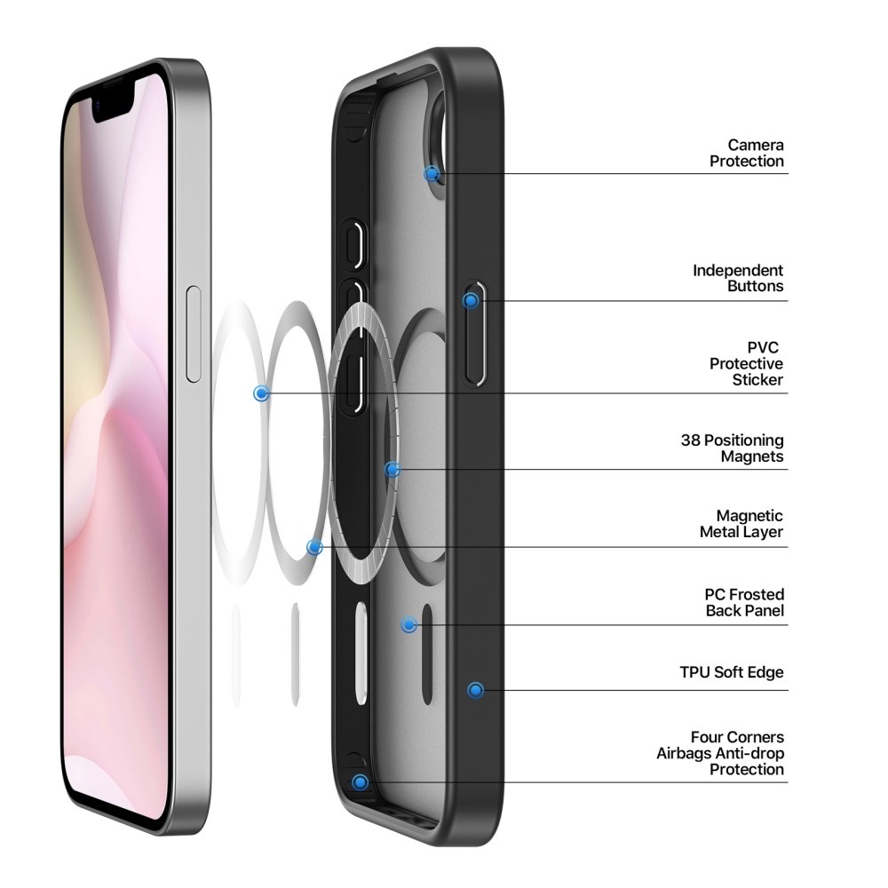 Dux Ducis Yind iPhone 16e hoesje – slanke backcover met volledige MagSafe ondersteuning - Zwart