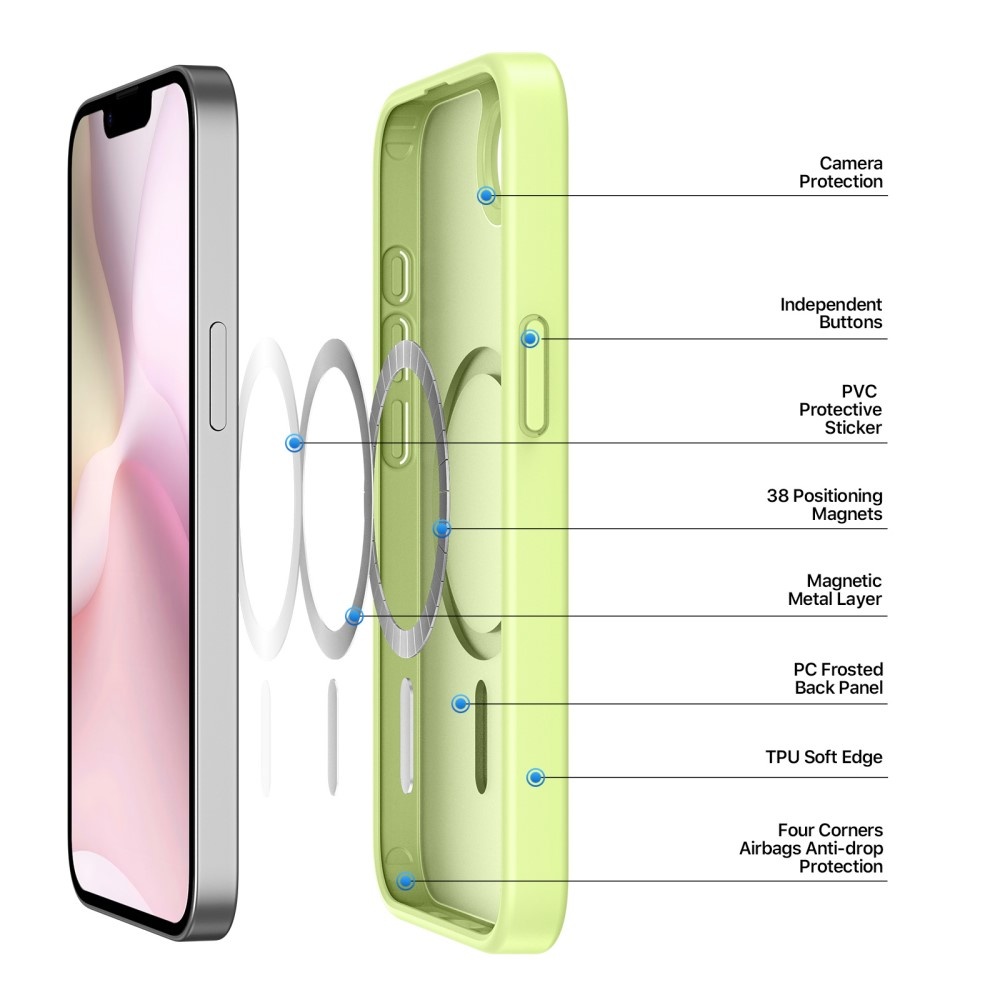 Dux Ducis Yind iPhone 17e / iPhone 16e  hoesje – slanke backcover met volledige MagSafe ondersteuning - Limoen Groen