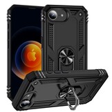 iPhone 16e hoesje Armor backcover met ringhouder - Zwart