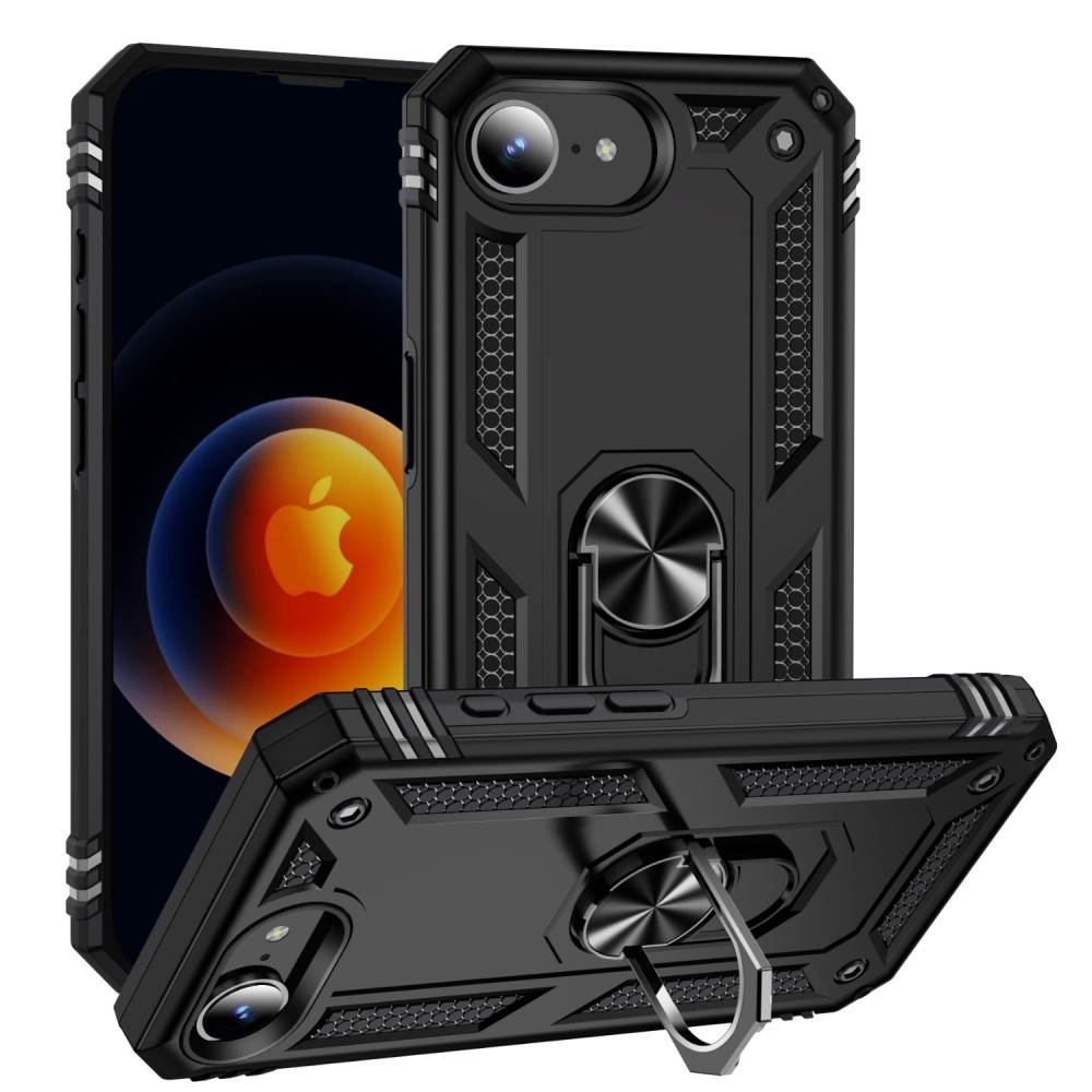 iPhone 16e hoesje Armor backcover met ringhouder - Zwart