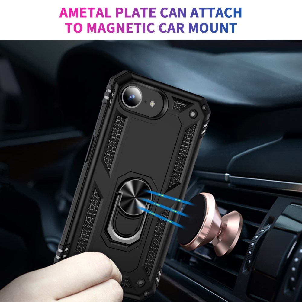 iPhone 17e / iPhone 16e hoesje Armor backcover met ringhouder - Zwart