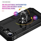 iPhone 16e hoesje Armor backcover met ringhouder - Zwart