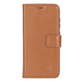 Samsung Galaxy S25 leren afneembare 2-in-1 bookcase telefoonhoes - Cognac