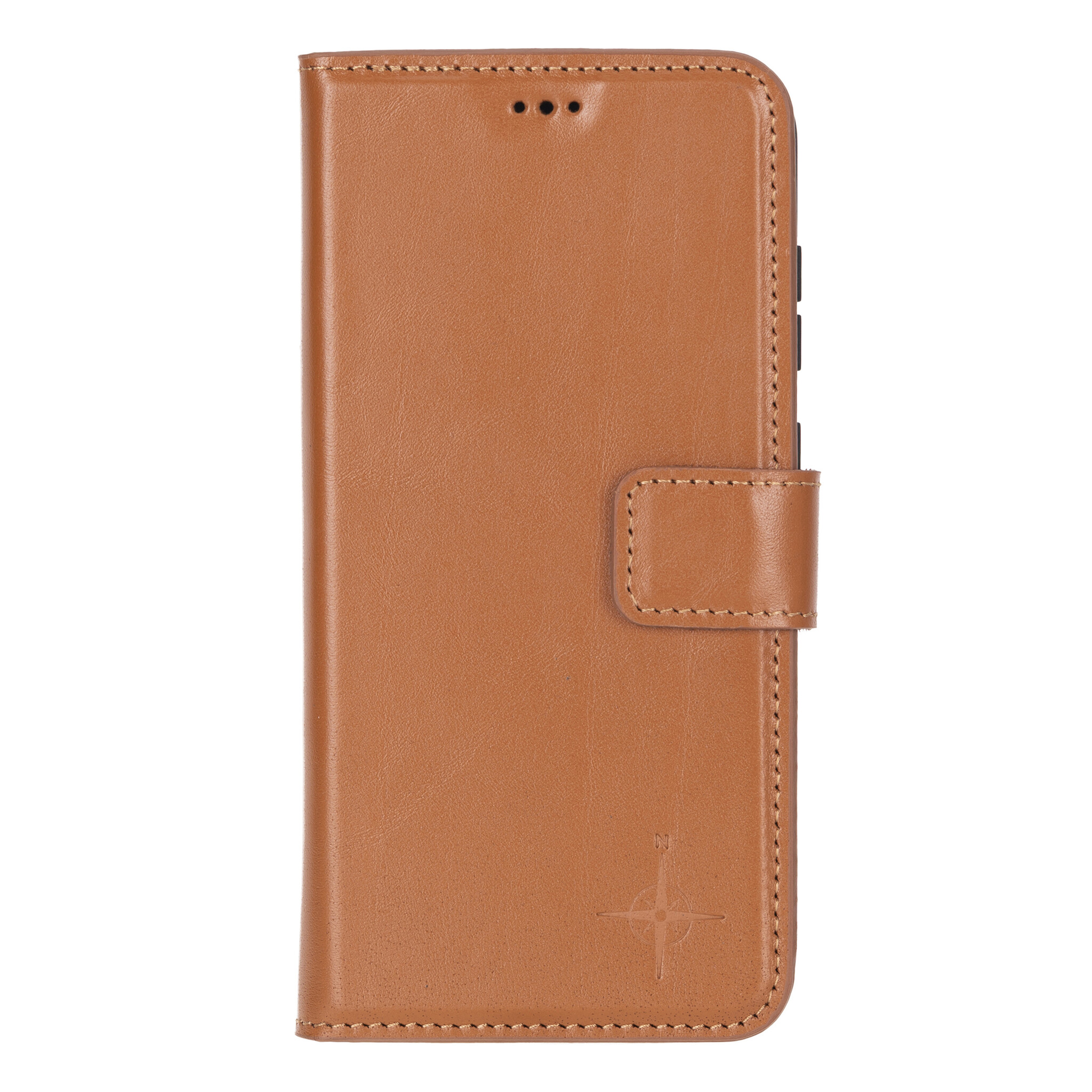 Samsung Galaxy S25 leren afneembare 2-in-1 bookcase telefoonhoes - Cognac