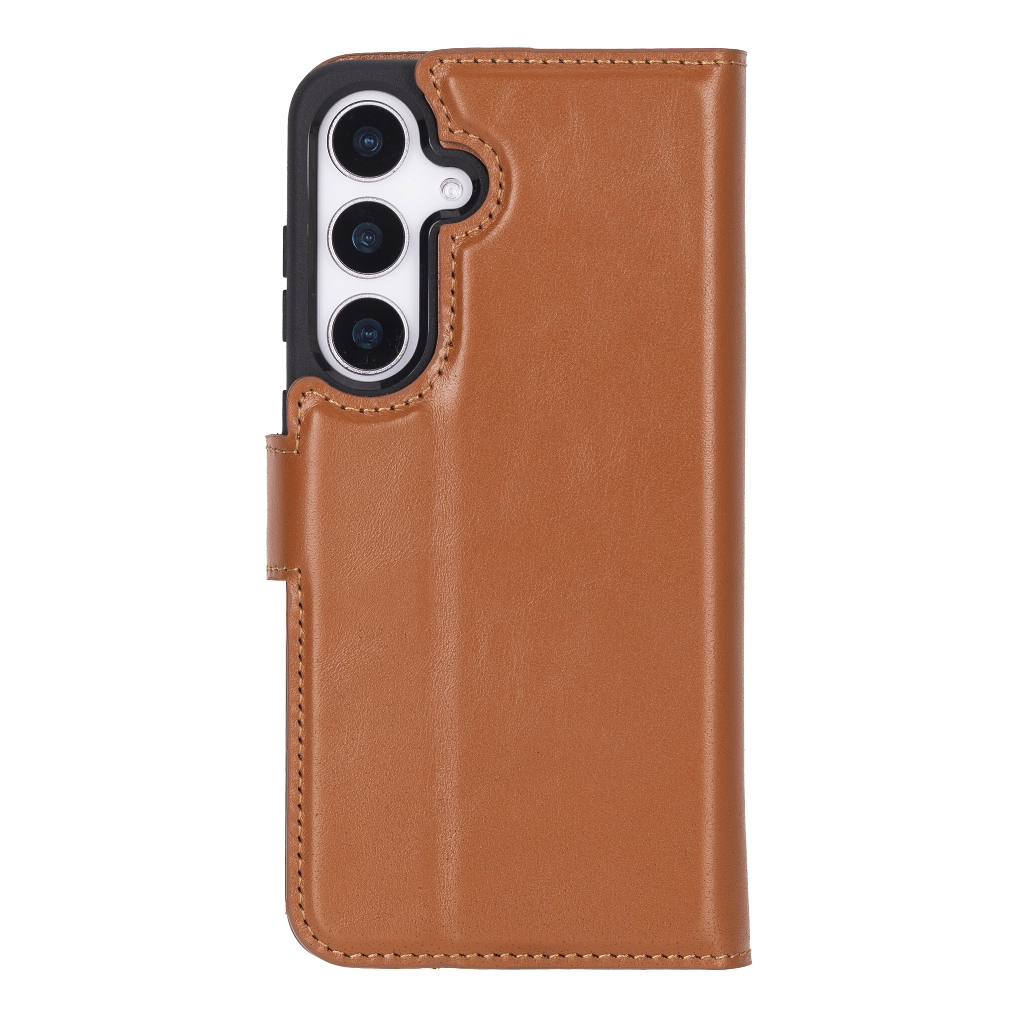 Samsung Galaxy S25 leren afneembare 2-in-1 bookcase telefoonhoes - Cognac
