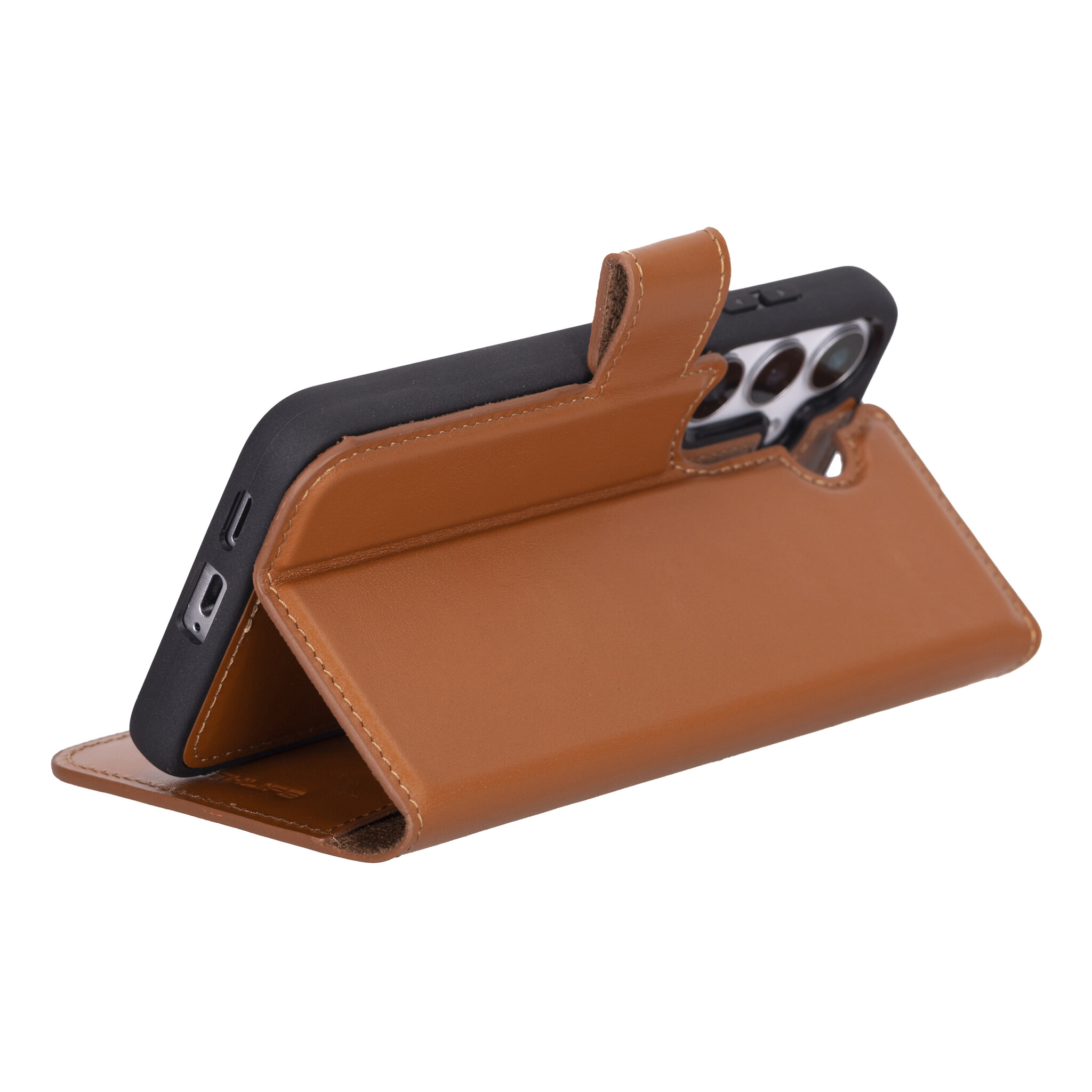 Samsung Galaxy S25 leren afneembare 2-in-1 bookcase telefoonhoes - Cognac