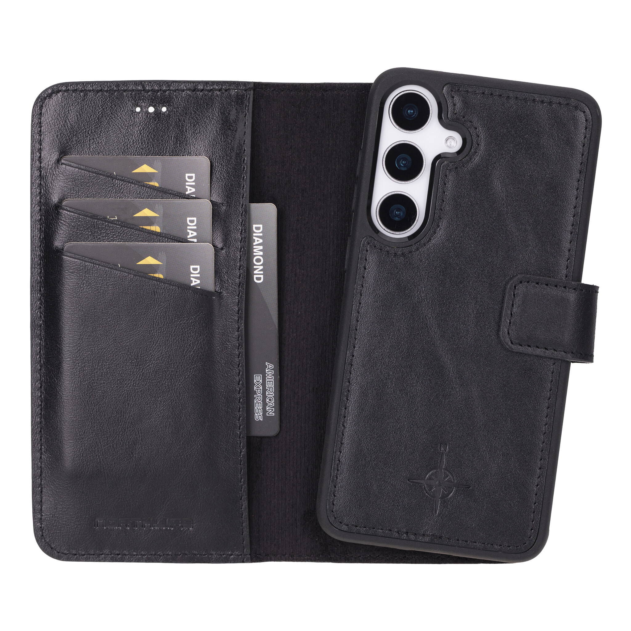 Samsung Galaxy S25 leren afneembare 2-in-1 bookcase telefoonhoes - Zwart