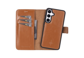 NorthLife Samsung Galaxy S25 Plus - Leren Afneembare 2-in-1 bookcase telefoonhoes - Cognac