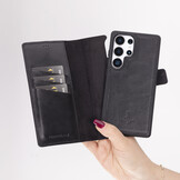 Samsung Galaxy S25 Ultra leren afneembare 2-in-1 bookcase telefoonhoes - Zwart