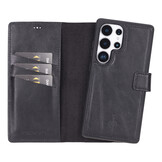 Samsung Galaxy S25 Ultra leren afneembare 2-in-1 bookcase telefoonhoes - Zwart