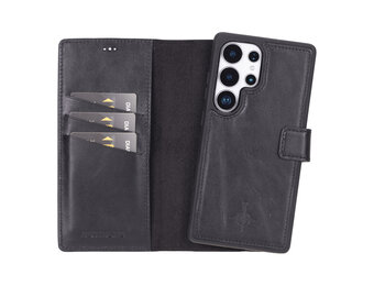 NorthLife Samsung Galaxy S25 Ultra - Leren Afneembare 2-in-1 bookcase telefoonhoes - Zwart