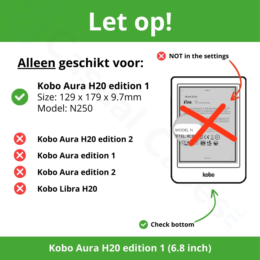 Kobo Aura H20 Edition 1 (6.8 inch) Sleep cover hoes - Blokken